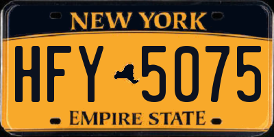 NY license plate HFY5075
