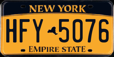NY license plate HFY5076