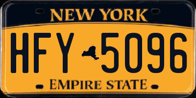 NY license plate HFY5096