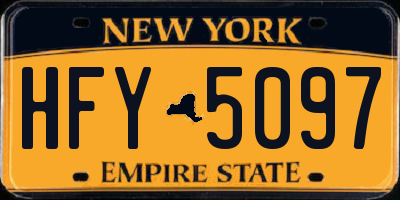 NY license plate HFY5097