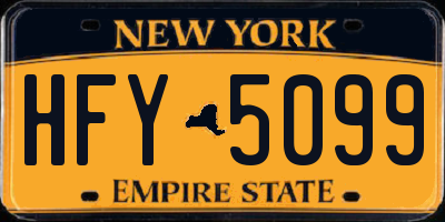 NY license plate HFY5099