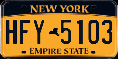 NY license plate HFY5103