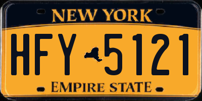 NY license plate HFY5121