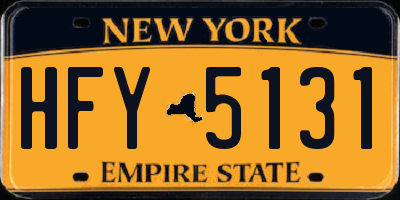 NY license plate HFY5131