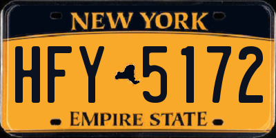 NY license plate HFY5172