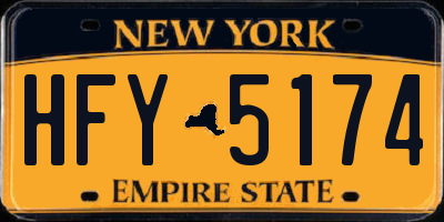 NY license plate HFY5174