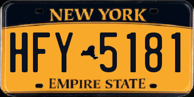 NY license plate HFY5181