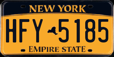 NY license plate HFY5185