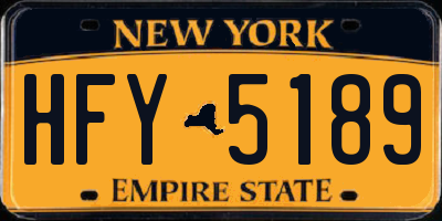 NY license plate HFY5189