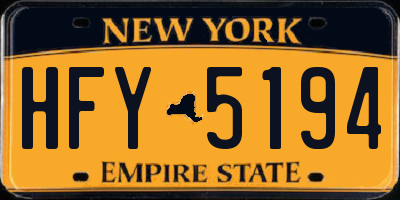 NY license plate HFY5194