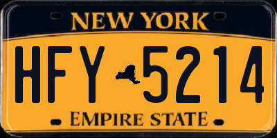 NY license plate HFY5214
