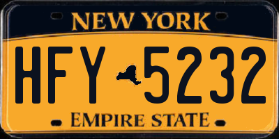 NY license plate HFY5232
