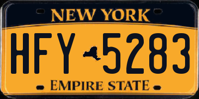 NY license plate HFY5283
