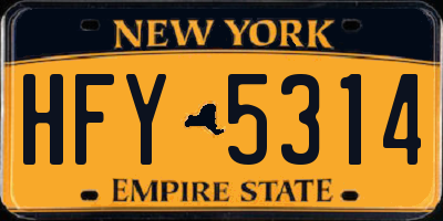 NY license plate HFY5314
