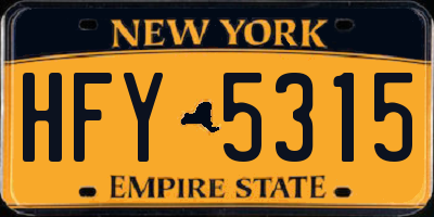 NY license plate HFY5315