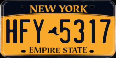 NY license plate HFY5317