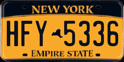 NY license plate HFY5336