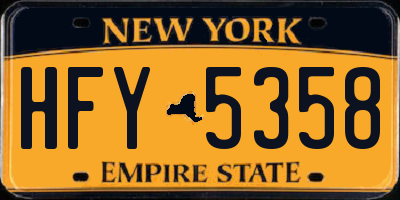NY license plate HFY5358
