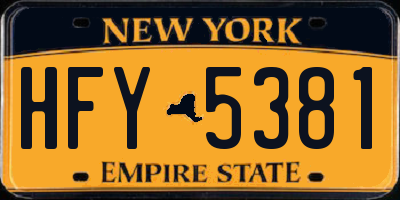 NY license plate HFY5381