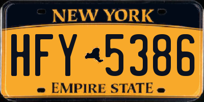 NY license plate HFY5386