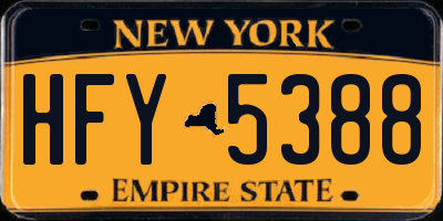 NY license plate HFY5388