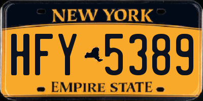 NY license plate HFY5389