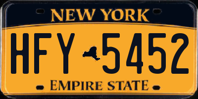 NY license plate HFY5452