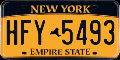NY license plate HFY5493