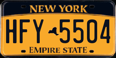NY license plate HFY5504