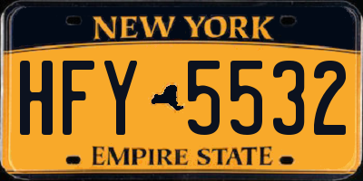 NY license plate HFY5532