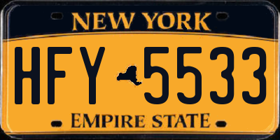 NY license plate HFY5533