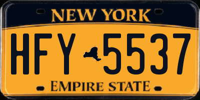 NY license plate HFY5537
