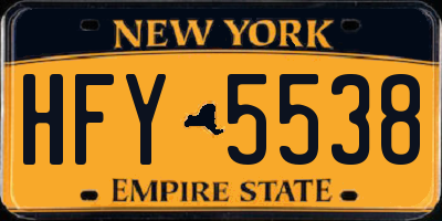 NY license plate HFY5538