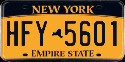 NY license plate HFY5601