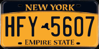NY license plate HFY5607