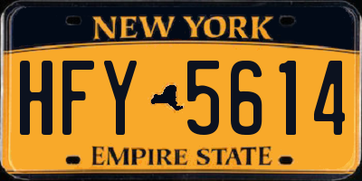 NY license plate HFY5614