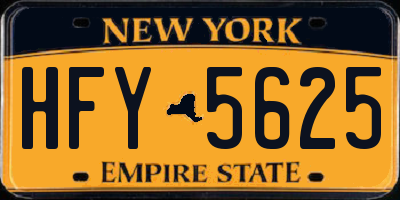 NY license plate HFY5625