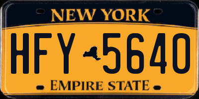 NY license plate HFY5640