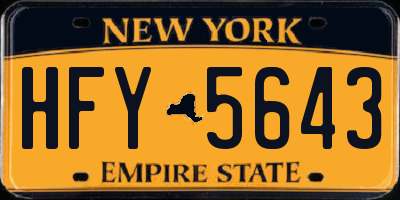 NY license plate HFY5643