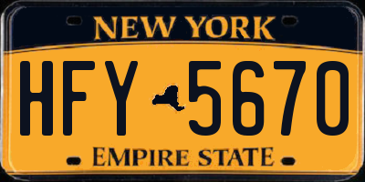 NY license plate HFY5670