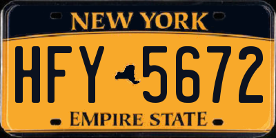 NY license plate HFY5672