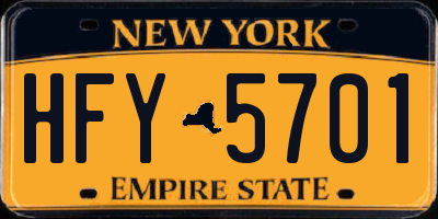 NY license plate HFY5701