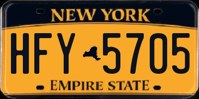 NY license plate HFY5705