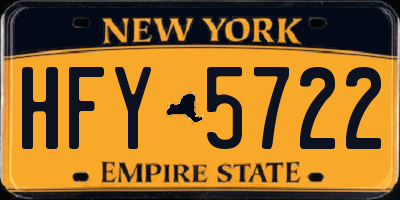 NY license plate HFY5722