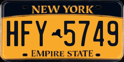 NY license plate HFY5749