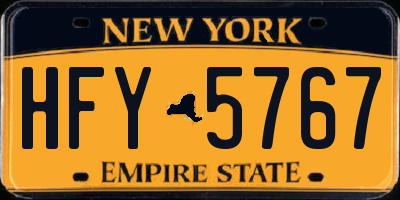 NY license plate HFY5767