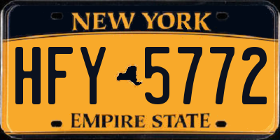 NY license plate HFY5772