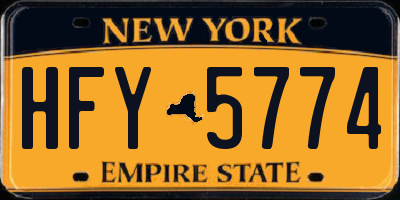 NY license plate HFY5774