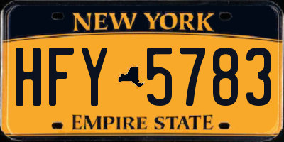 NY license plate HFY5783