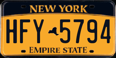 NY license plate HFY5794